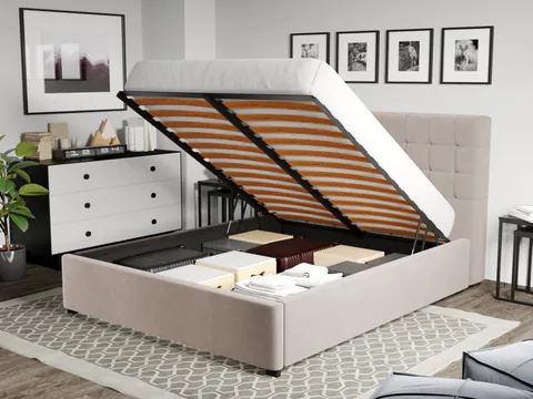 Pat Tapitat pentru saltea de 190 Rivo rabatabil cu lada Bej - Swing 2 180x190