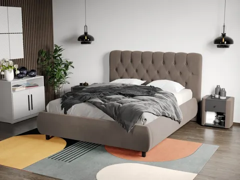 Pat Tapitat Catifea Mega cu somiera fixa Cappuccino Velluto 29 140x200