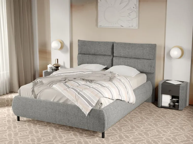 Pat Tapitat Cairo fix cu perne pe spatar Gri - Eden 18 140x200