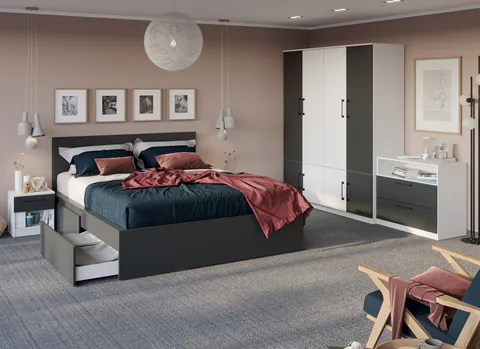 Set Dormitor alb cu gri - Mara - Configuratia 11