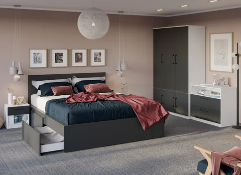 Set Dormitor alb cu gri - Mara - Configuratia 8