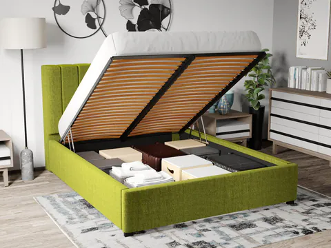 Pat Tapitat cu Somiera Rabatabila Verde Lime - Falcone 22 140x200