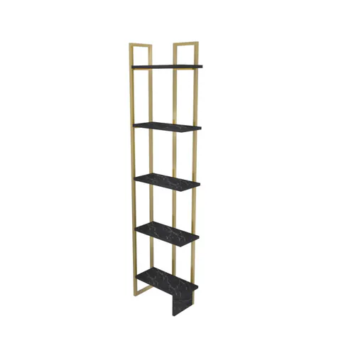 Biblioteca ALICE, negru + auriu, 45,2x21,6x180 cm