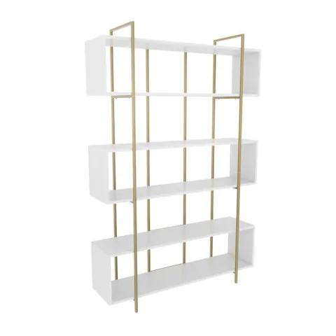 Biblioteca BRUTI, alb + auriu, 120x29,6x180 cm