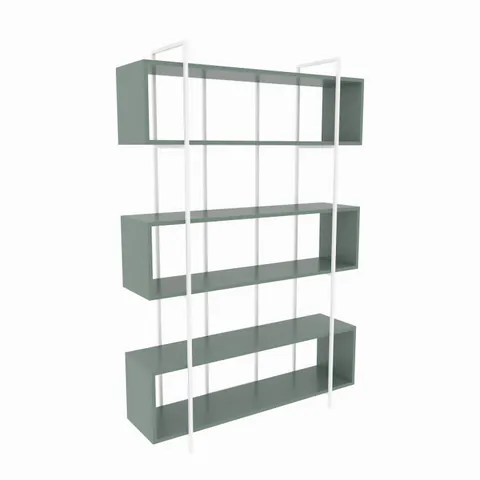 Biblioteca BRUTI, verde + alb, 120x29,6x180 cm
