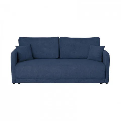 Canapea BERNA S extensibila, 3 locuri, cu arcuri si lada depozitare, albastru, 210x110x93 cm