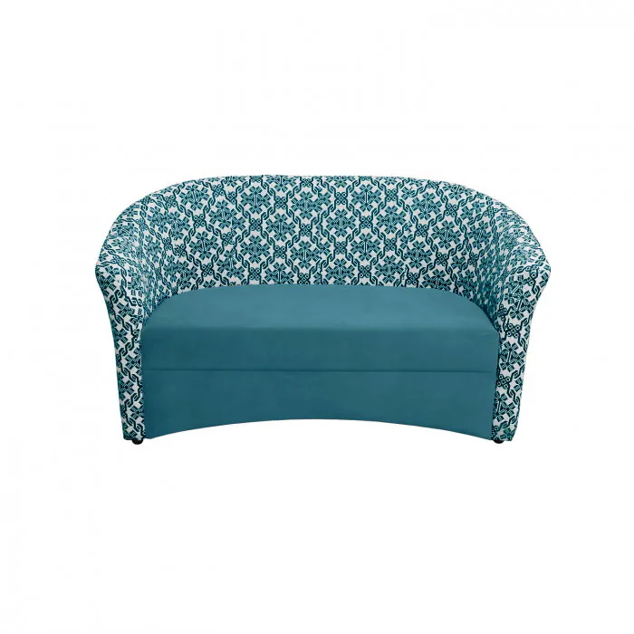 Canapea CAFENEA PRINT fixa, 2 locuri, turcoaz + MZT bleu, 140x65x78 cm