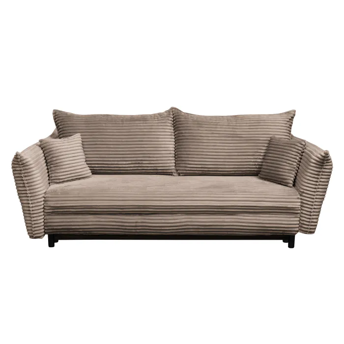 Canapea CAMILLE T extensibila, 3 locuri, cu arcuri si lada depozitare, maro, 238x115x95 cm