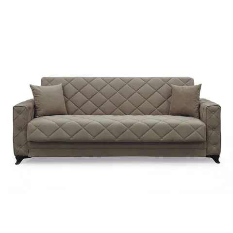 Canapea extensibila HEGEL, 3 locuri, cu arcuri si lada pentru depozitare, maro, 228x85x85 cm