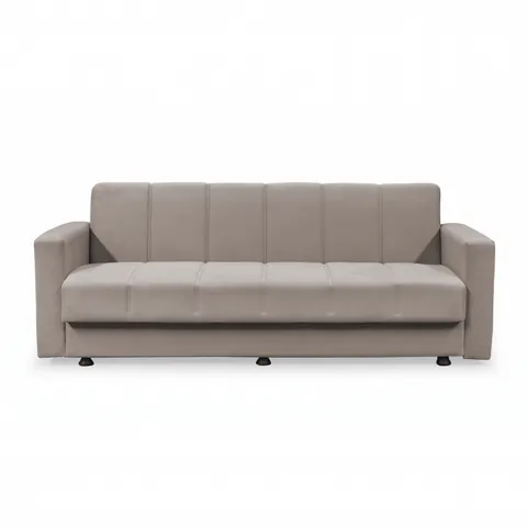 Canapea extensibila MARBELLA ONE, 3 locuri, cu arcuri si lada depozitare, bej, 214x73x80 cm