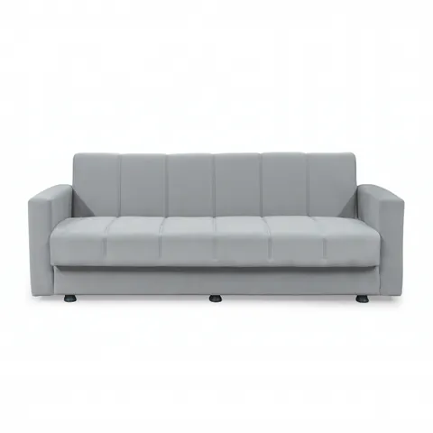 Canapea extensibila MARBELLA ONE, 3 locuri, cu arcuri si lada depozitare, gri, 214x73x80 cm