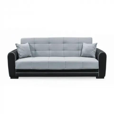 Canapea extensibila VIOLA, 3 locuri, cu arcuri si lada pentru depozitare, negru + gri deschis, 228x85x85 cm