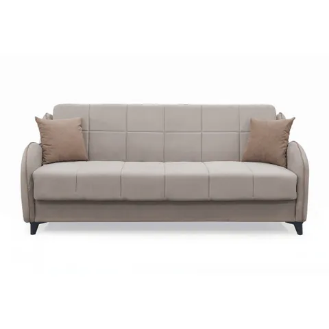 Canapea extensibila WAVE, 3 locuri, cu arcuri si lada pentru depozitare, bej + maro, 198x80x80 cm