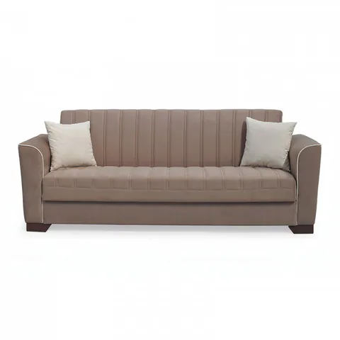 Canapea QUEEN extensibila, 3 locuri, cu arcuri si lada depozitare, cappuccino, 218x70x80 cm