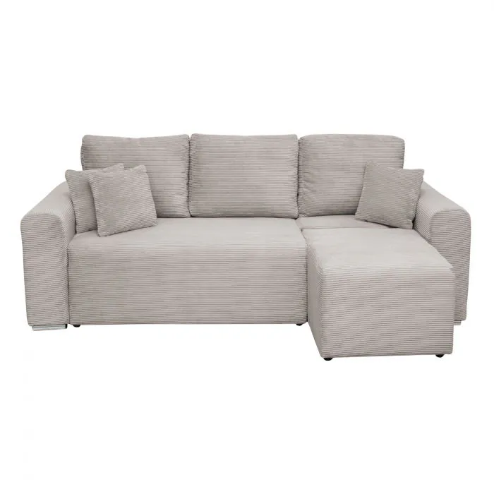 Coltar Canapea BEGA extensibil, cu arcuri si lada depozitare, colt interschimbabil, bej inchis, 240x153x80 cm