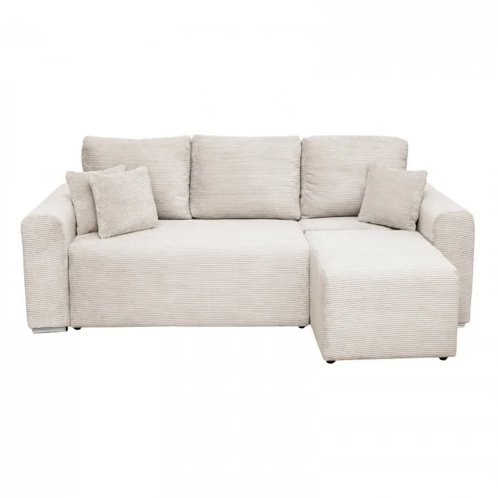 Coltar Canapea BEGA extensibil, cu arcuri si lada depozitare, colt interschimbabil, bej, 240x153x80 cm