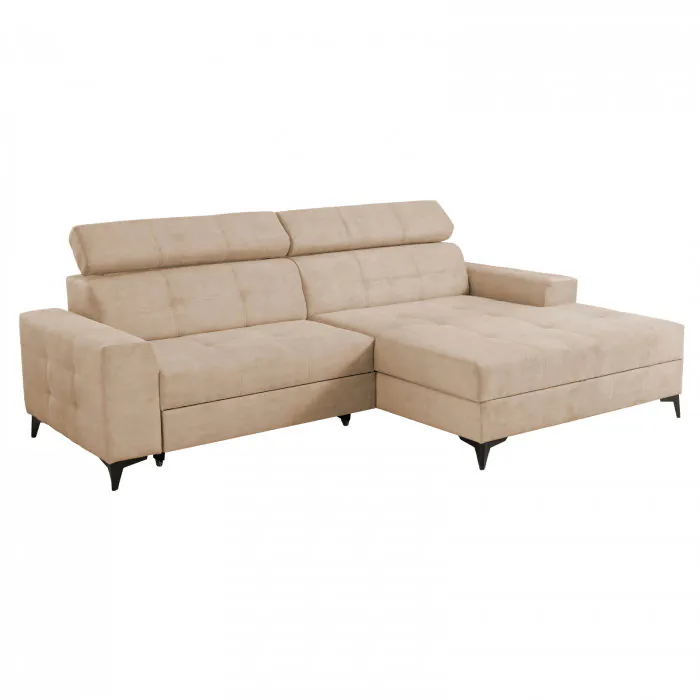 Coltar FLORIDA ONE extensibil, cu arcuri si lada depozitare, colt dreapta, bej, 280x175x95 cm