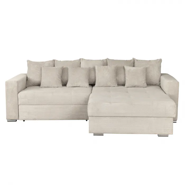 Coltar FELIX extensibil, cu arcuri si lada depozitare, colt interschimbabil, bej, 266x165x90 cm