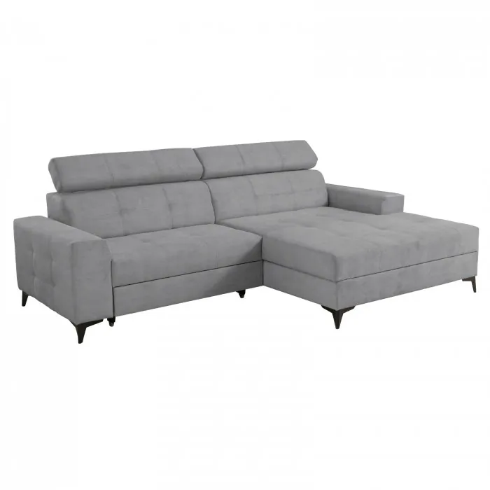 Coltar FLORIDA ONE extensibil, cu arcuri si lada depozitare, colt dreapta, gri deschis, 280x175x95 cm