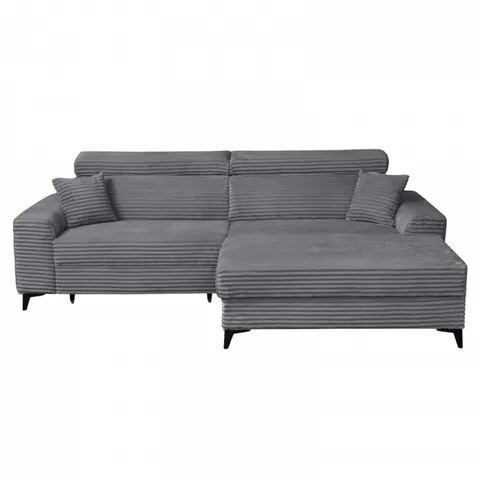 Coltar FLORIDA ONE L TILIA extensibil, cu arcuri si lada depozitare, colt dreapta, gri inchis, 280x175x95 cm