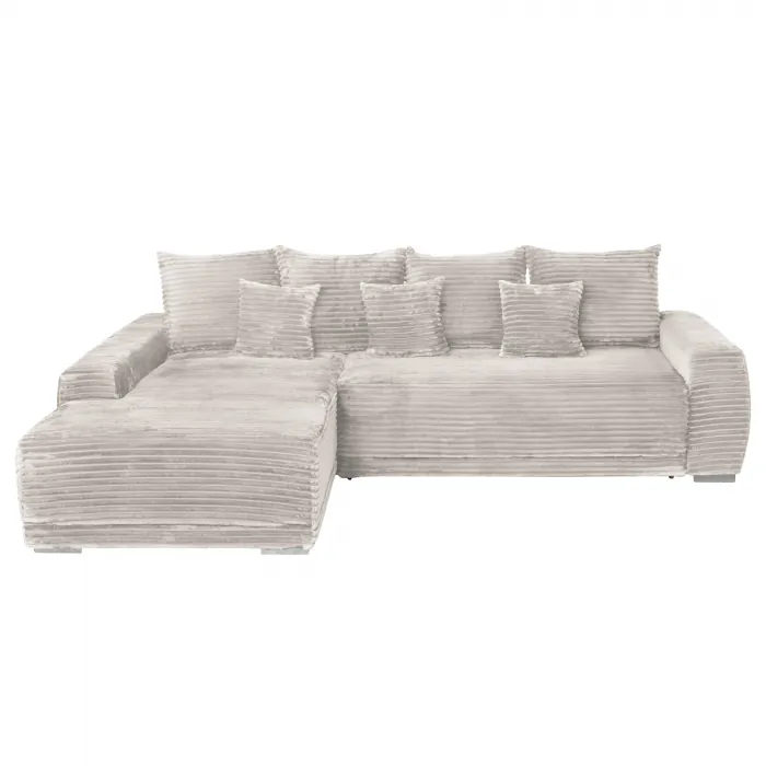 Coltar MARIBO L TILIA extensibil, cu arcuri si lada depozitare, colt stanga, bej, 282x205x92 cm