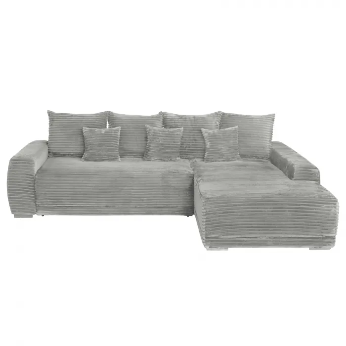 Coltar MARIBO L TILIA extensibil, cu arcuri si lada depozitare, colt dreapta, gri deschis, 282x205x92 cm