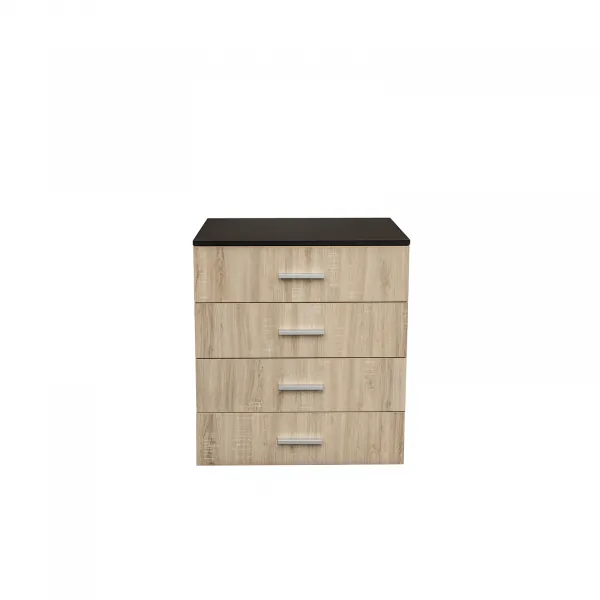 Comoda ALMA, 4 sertare, corp sonoma inchis, fronturi sonoma deschis, 70x40x82 cm