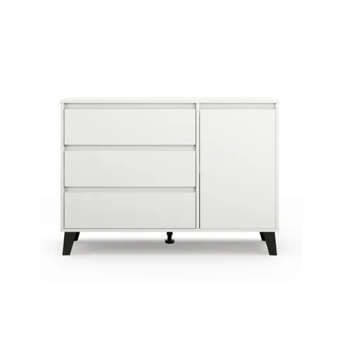 Comoda BORG, 1 usa, 3 sertare, alb, 110x38,8x78,4 cm