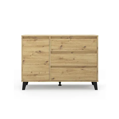 Comoda BORG, 1 usa si 3 sertare, stejar artisan, 110x38,8x78,4 cm