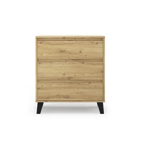 Comoda BORG, 3 sertare, stejar artisan, 70x38,8x78,4 cm