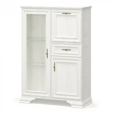 Comoda cu vitrina IRYS, 3 usi, 1 sertar, geam, pin anderson, 93,4x39x133 cm