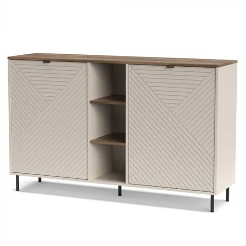 Comoda EVO, 2 usi, rafturi, casmir + stejar castello, 153,4x40x95,4 cm