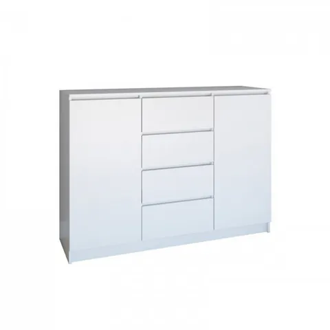 Comoda FLORA, 2 usi, 4 sertare, corp si fronturi alb, 120x40x97 cm