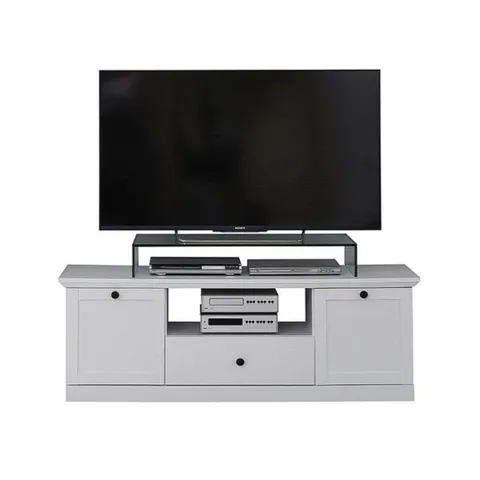 Comoda TV BRANDSON, 2 usi, 1 sertar, alb, 139x41x49 cm