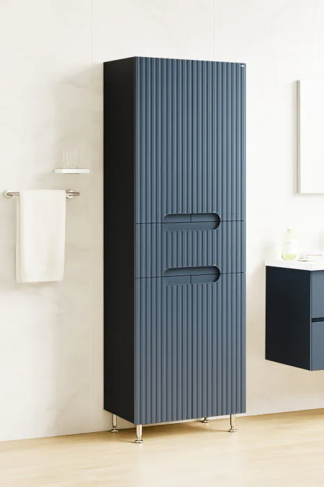 Dulap baie seria 033, front MDF, 4 usi, 1 sertar, antracit, 60x31.6x166 cm