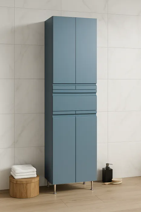 Dulap baie seria 786, front MDF, 4 usi, 1 sertar, montat, antracit, 50x32x180 cm