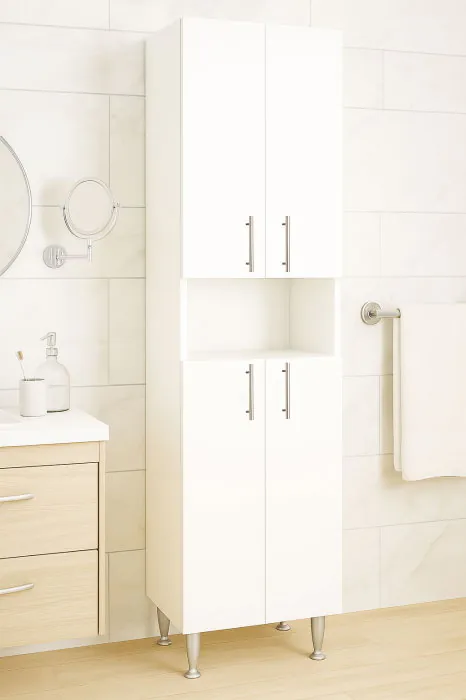 Dulap baie seria 002, 4 usi, montat, alb, 35x31.6x166 cm