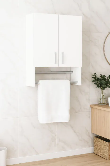 Dulap baie suspendat BELLA, 2 usi, montat, alb, 50x21.5x68 cm