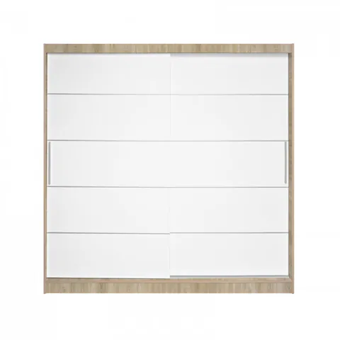 Dulap CORFU 03, usi glisante, corp sonoma + usi alb, 200x60x200 cm