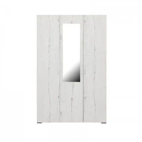 Dulap CORINNE 3 usi, 4 rafturi, bara de haine, oglinda, alb Elvetia, 120x50x188 cm