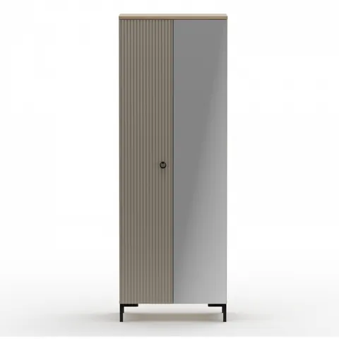 Dulap DOMINICA, 2 usi, cu oglinda, taupe + stejar silverjack, 70x41x199 cm