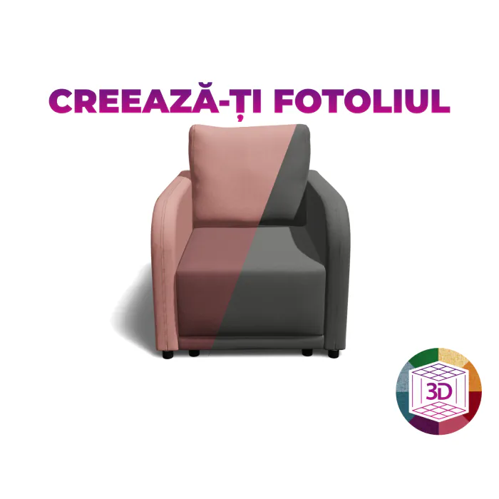 Fotoliu BERNA S cu arcuri, 80x100x95 cm, Configurator 3D