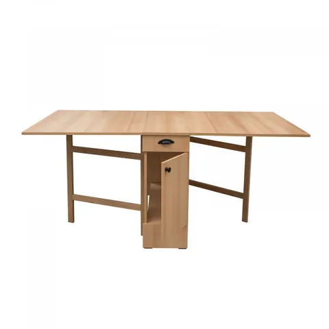 Masa plianta cu role si spatiu depozitare, 8 persoane, fag, 92 180x92x80 cm