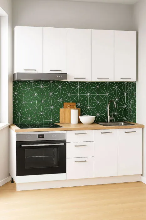 Set bucatarie GERMANIA 160 cm, 6 corpuri, corp cuptor, 3 sertare, blat gros, alb