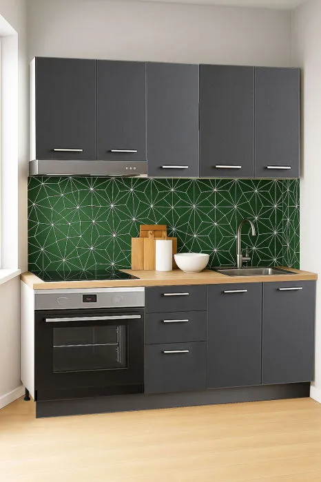 Set bucatarie GERMANIA 160 cm, 6 corpuri, corp cuptor, 3 sertare, blat gros, antracit