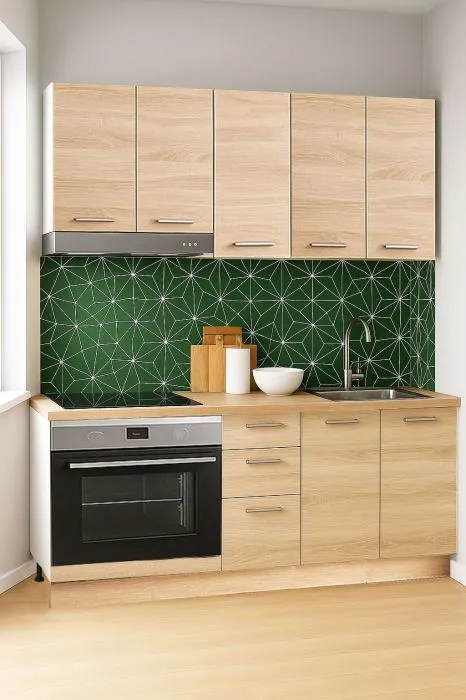 Set bucatarie GERMANIA 160 cm, 6 corpuri, corp cuptor, 3 sertare, blat gros, sonoma