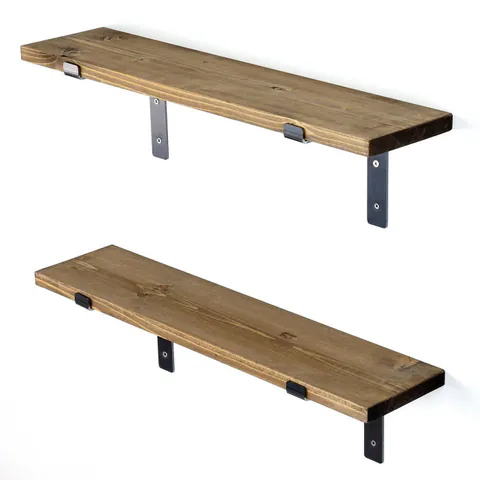 Raft suspendat LAM006, negru + nuc, 60x14x16 cm