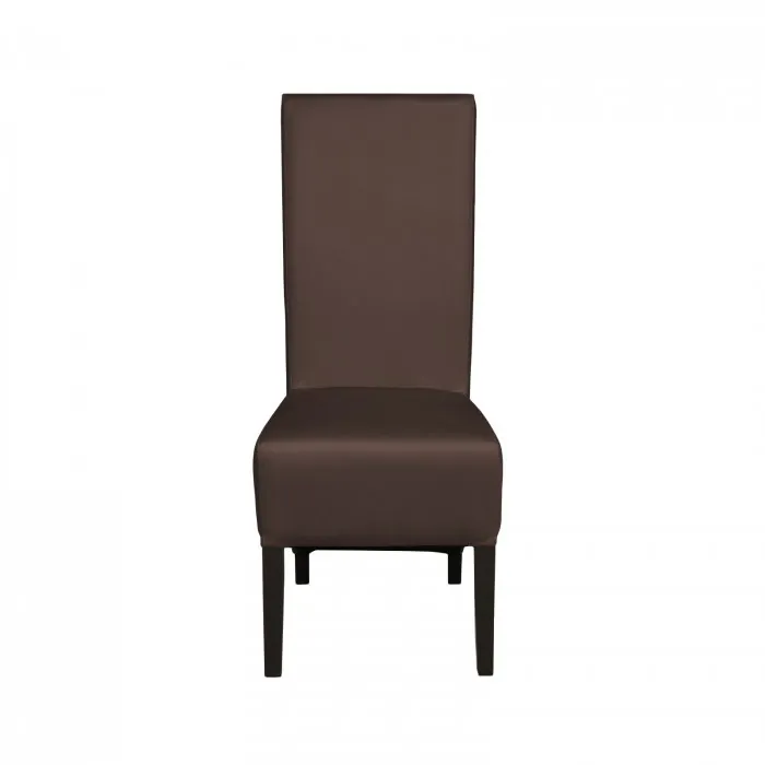 Scaun living VANESSA, picioare lemn wenge, piele ecologica maro deschis, 47x60x110 cm