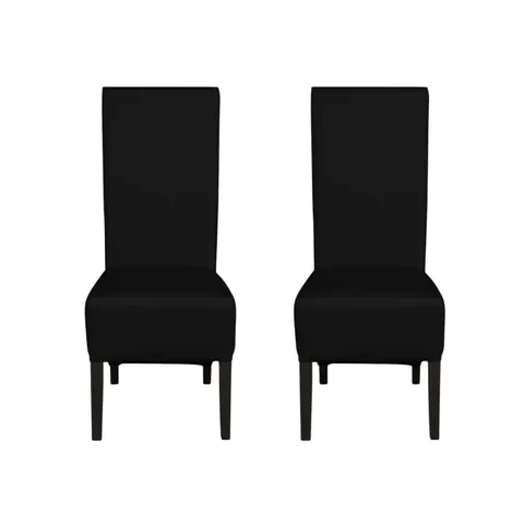 Set 2 scaune living VANESSA, picioare lemn wenge, piele ecologica negru, 47x60x110 cm