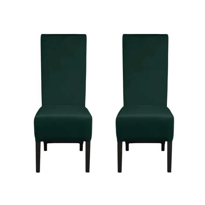 Set 2 scaune living VANESSA, picioare lemn wenge, stofa verde smarald, 47x60x110 cm